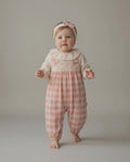 Tongs baby pink checked dungarees set