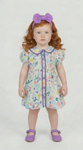 baby girls floral dress with lilac headband and knickers