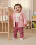 Girls ivory and dusty rose rabbit 3 piece outfit