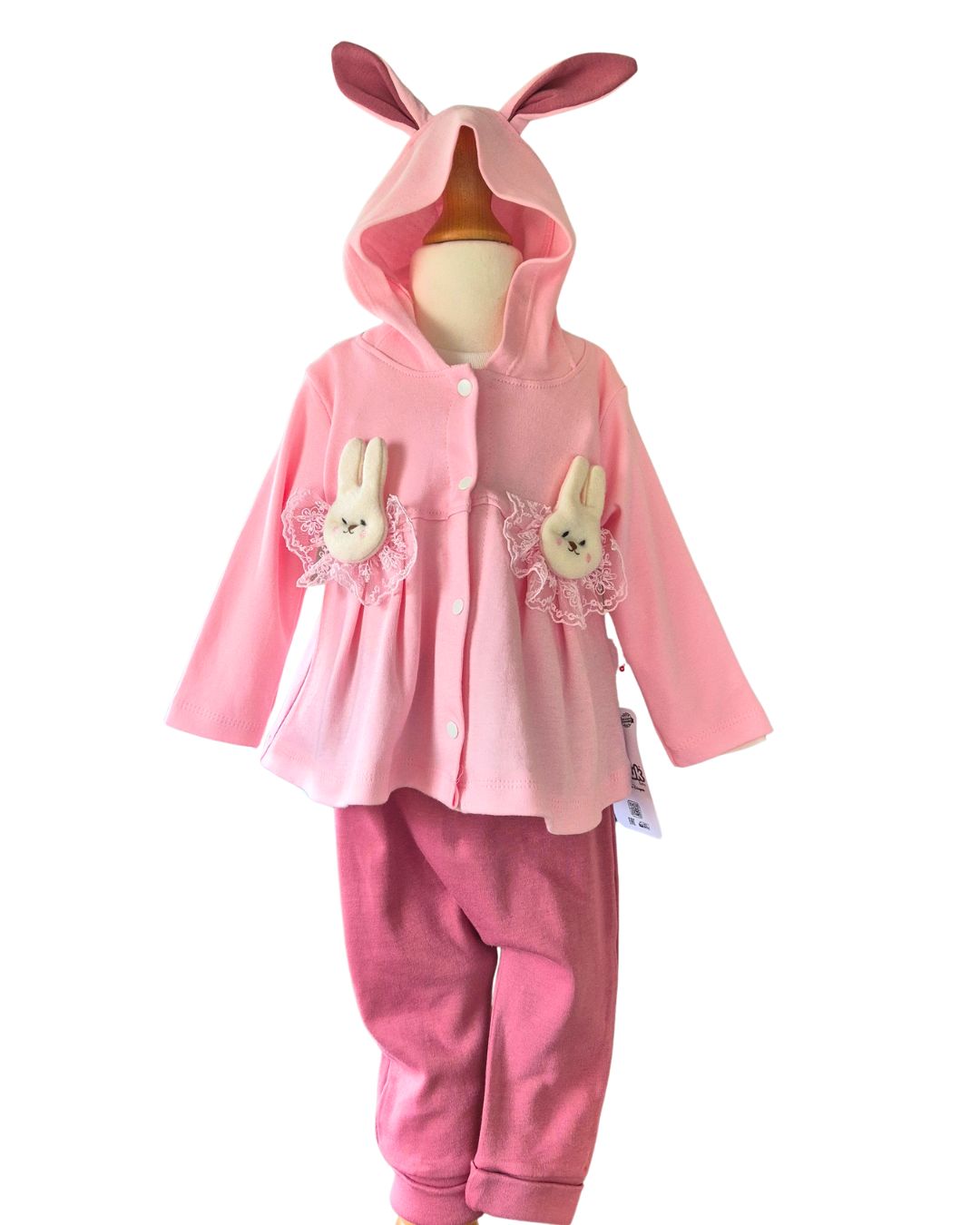 Girls rabbit outfit with bodysuit trousers and hooded top