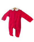 Red and white cotton sleepsuit for babies 0-9 months