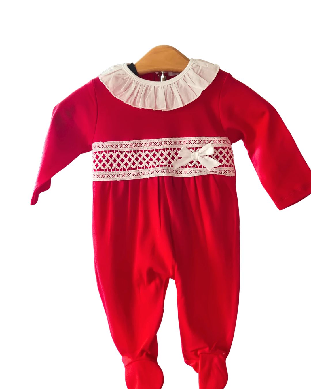 Baby girls ruffle collar sleepsuit