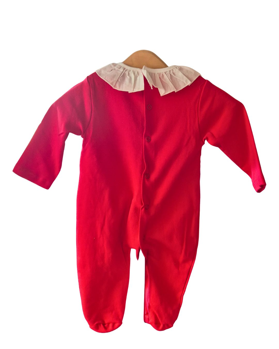 Red baby romper with feet