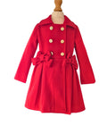 Girls red military style coat with gold buttons