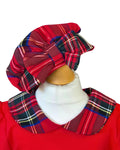 Girls red dress with tartan Peter Pan collar
