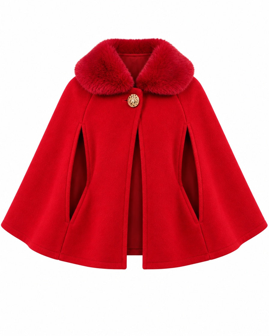 Girls’ red Christmas cape ages 2 to 12 years