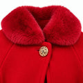 Girls’ festive cape with soft red faux fur collar