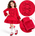 Girls sparkling red Christmas dress with faux fur trim