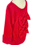 Girls long-sleeved red sparkle dress with three front bows