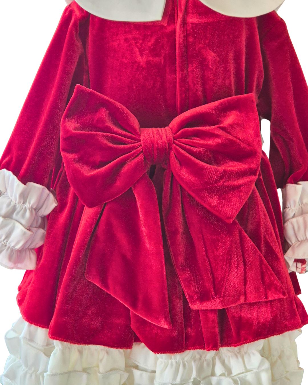 Girls festive princess dress with red velvet bow