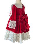 Girls red velvet Christmas dress with full skirt