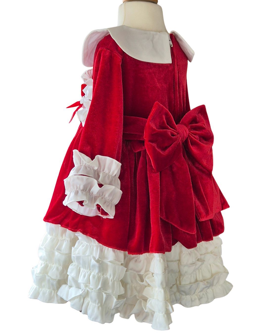 Girls red velvet Christmas dress with full skirt