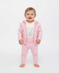 Baby girls pink 3 piece sequin bunny set with bunny ear hoodie