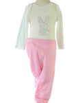 Baby girls ivory and pink sequin bunny outfit