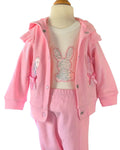 Girls pink bunny outfit with sequin bunny hoodie