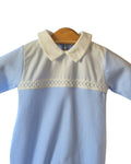 Baby boys sleepsuit with Peter Pan collar