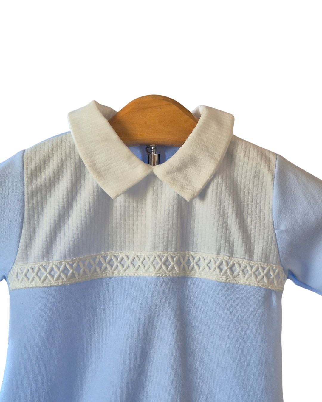 Baby boy sleepsuit with ivory chest panel