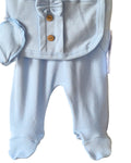 Baby boys teddy bear wrap top and footed trousers set