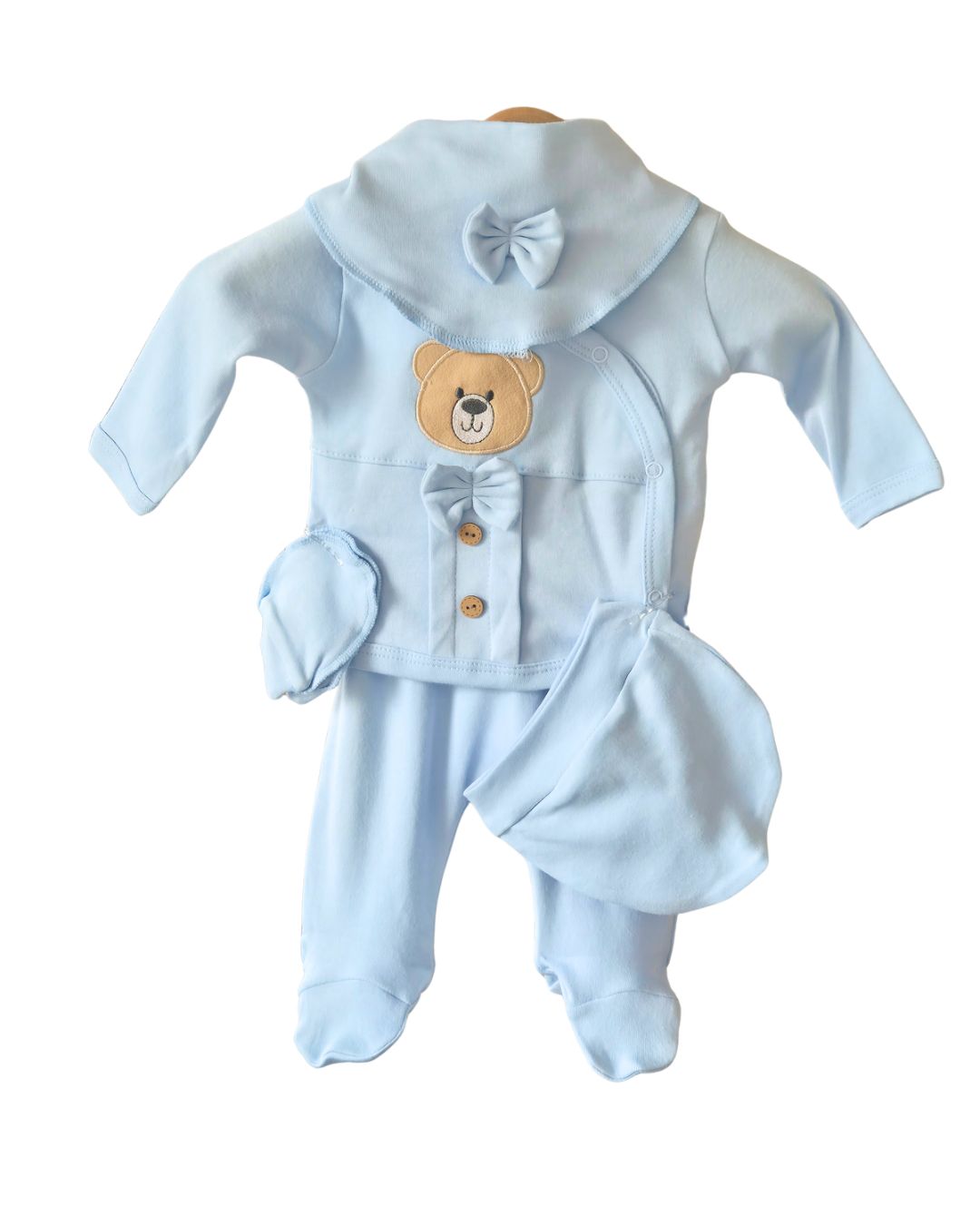 Baby boys sky blue 5 piece teddy set