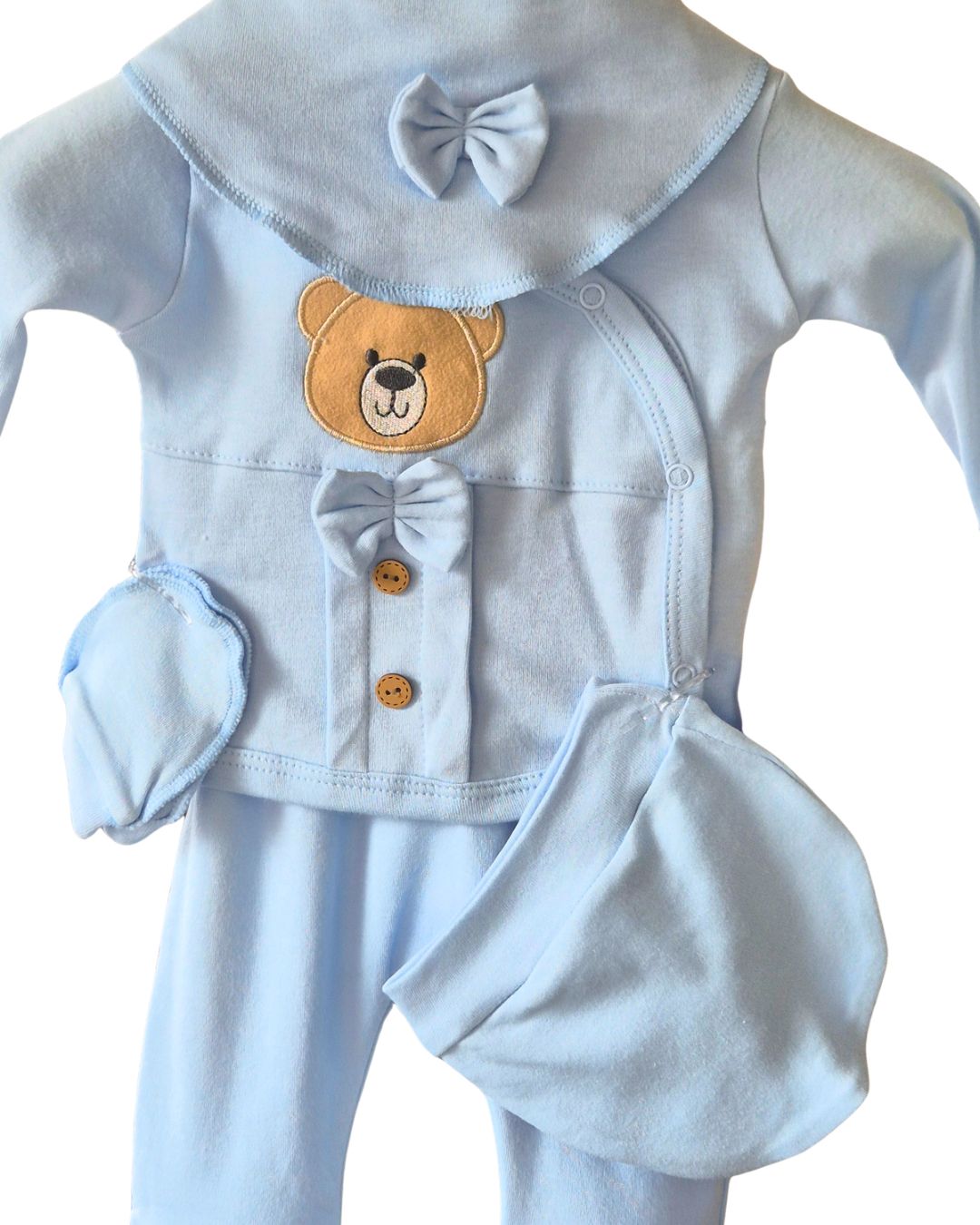 Sky blue baby boys 5 piece teddy bear set
