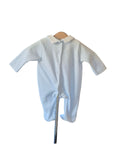 Baby boys footed sky blue velour sleepsuit