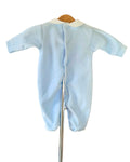 Baby boy footed velour sleepsuit with traditional embroidery