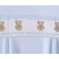 Sky blue smocked sleepsuit for baby boys