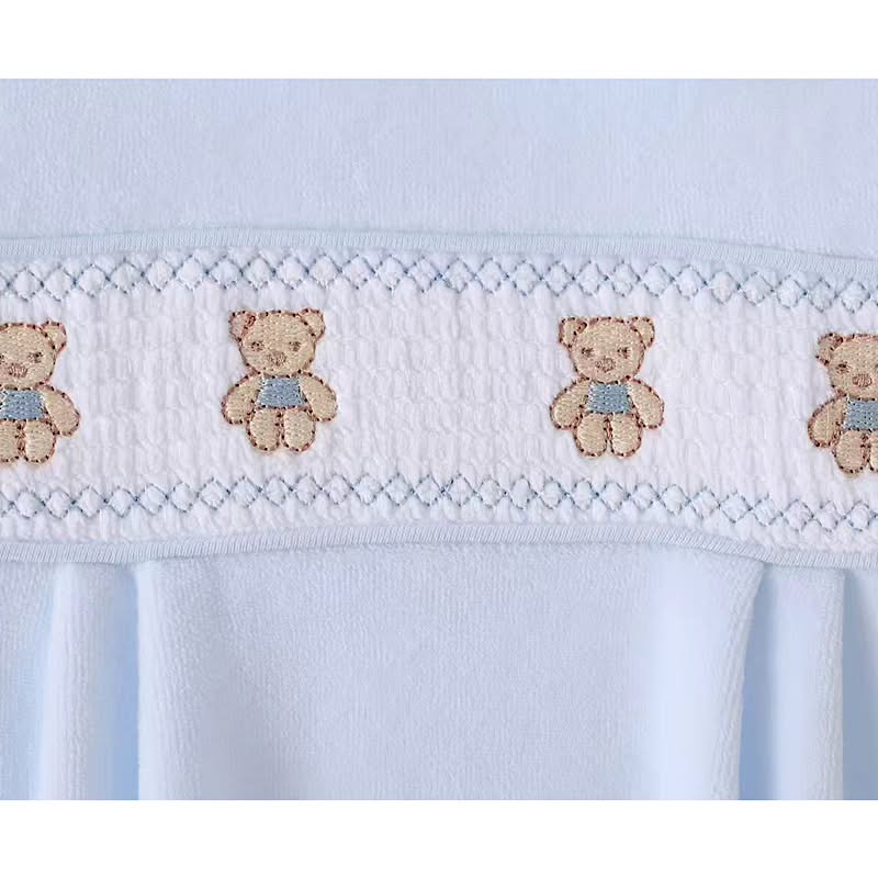 Sky blue smocked sleepsuit for baby boys