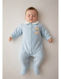 Teddy bear embroidered baby sleepsuit
