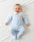 Teddy bear embroidered baby sleepsuit