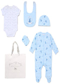 Baby Boys Teddy Prince 5 piece layette set with free gift bag from Rock A Bye Baby
