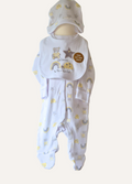 Unisex baby romper, hat and bib part of the 5 piece layette set from Lily & Jack
