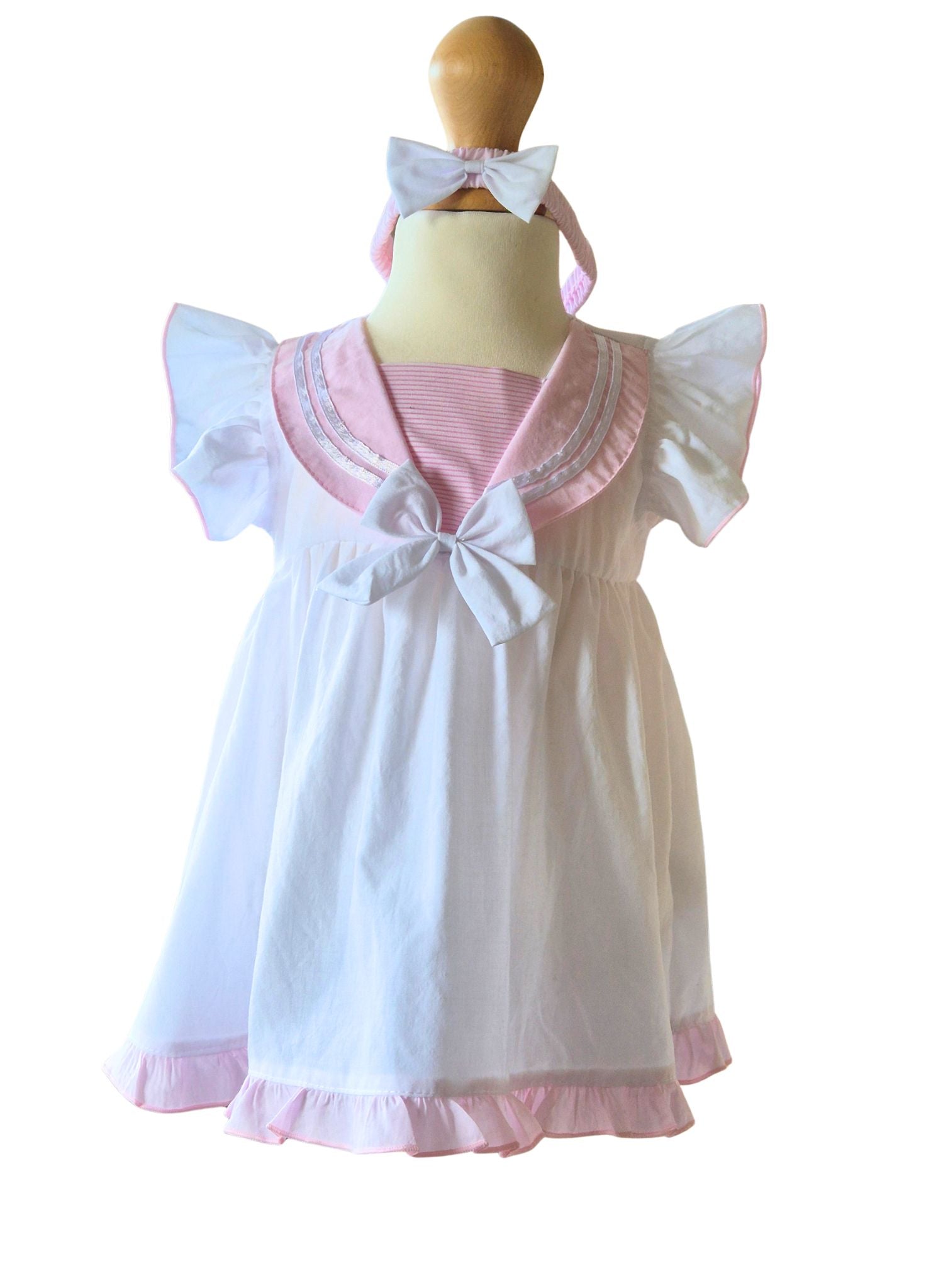 traditional baby girl pink and white dress set