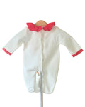 White and red traditional baby sleepsuit 0 to 9 months