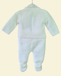 Unisex white knitted baby coming-home outfit