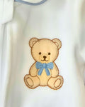 Soft velour baby sleepsuit with Peter Pan collar
