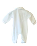 White baby sleepsuit with enclosed feet